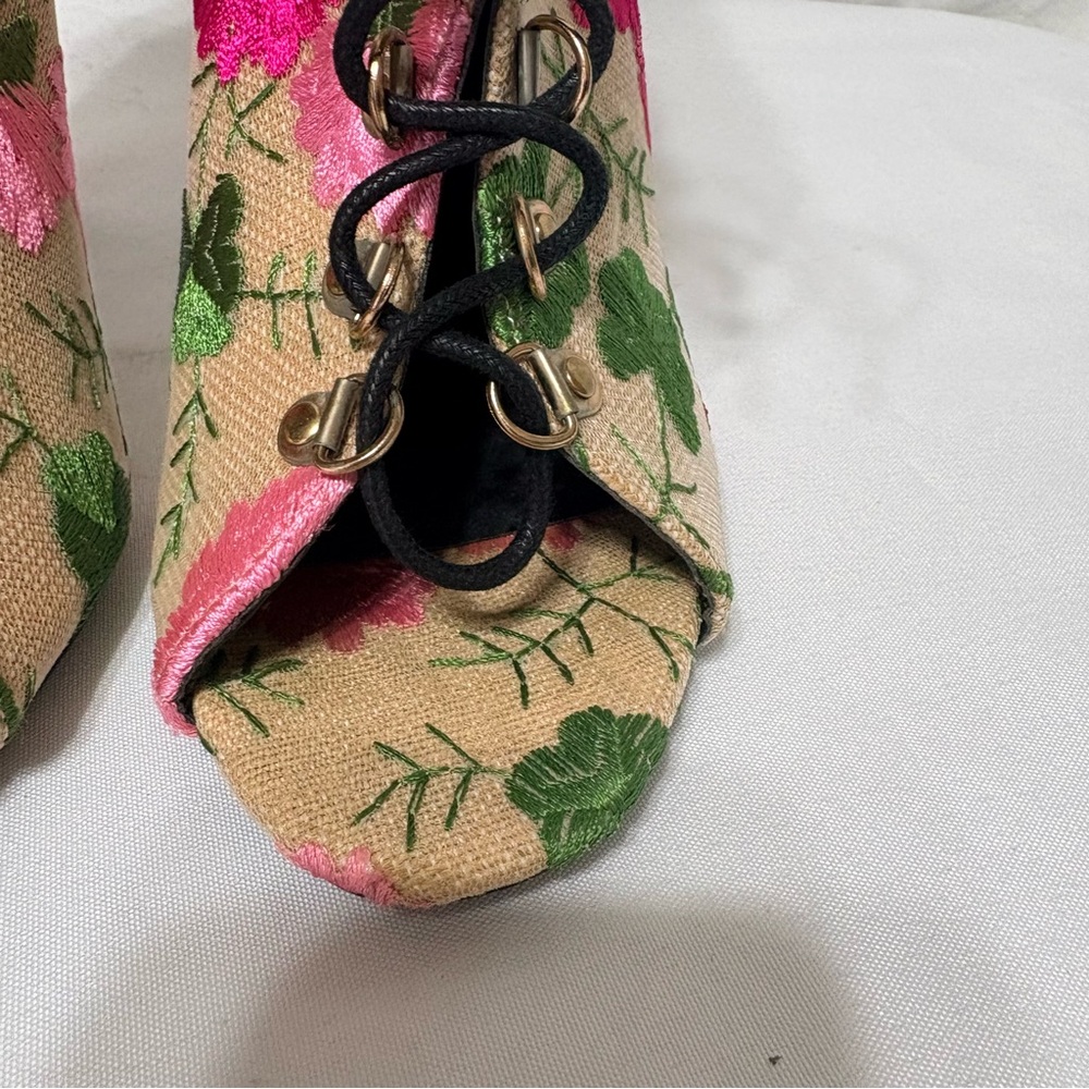 Floral Lace-Up Ankle Boots - Picture 6 of 13